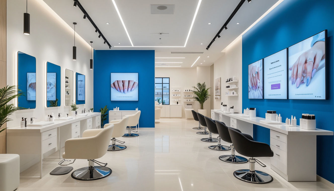 маникюрный салон в голубых тонах