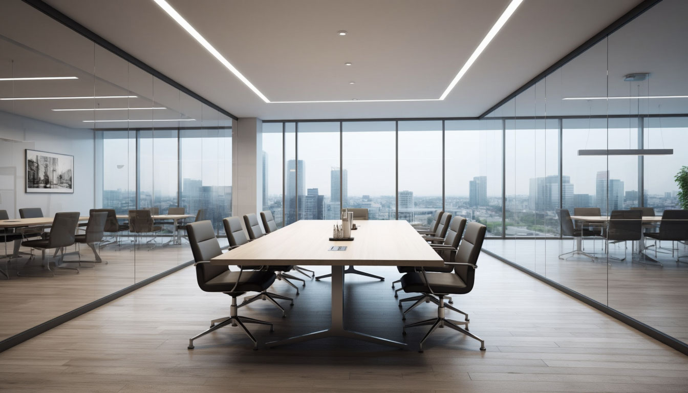 огромный стол в переговорной